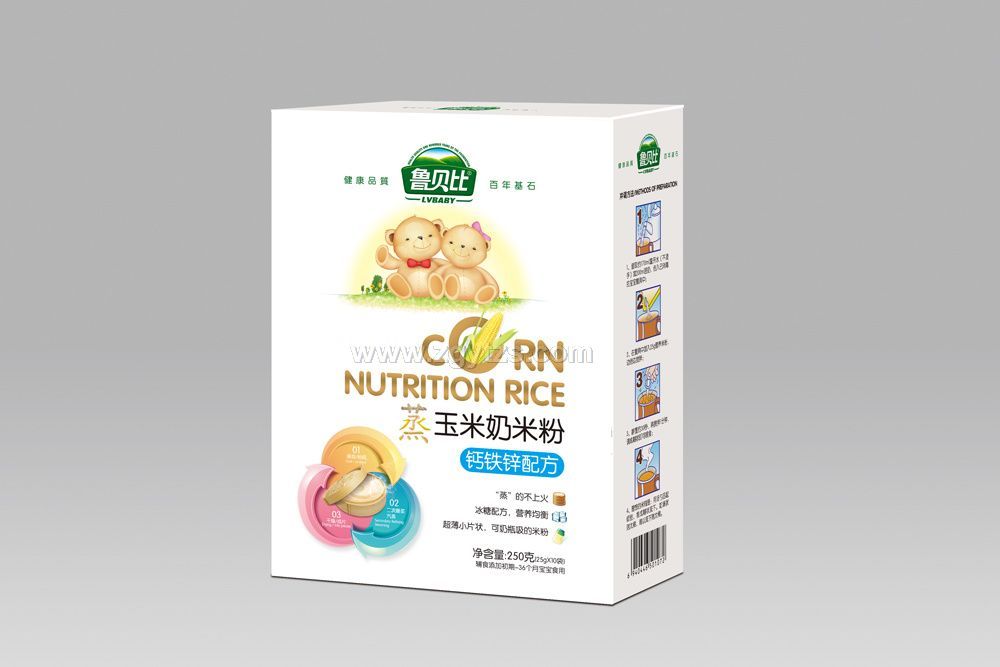 蒸玉米奶米粉鈣鐵鋅配方盒裝圖片