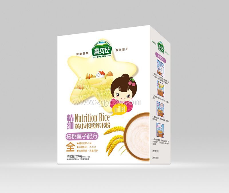 精細黃小米營養米粉核桃蓮子配方盒裝圖片